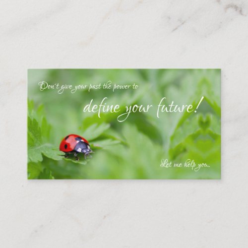 Beautiful ladybug with motivational quote business card