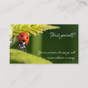 Beautiful ladybug with motivational quote business card