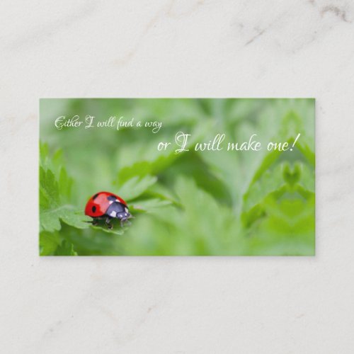 Beautiful ladybug with motivational quote business card