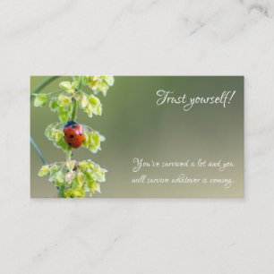 Beautiful ladybug with motivational quote business card