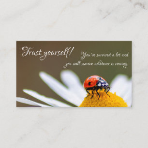 Beautiful ladybug with motivational quote business card