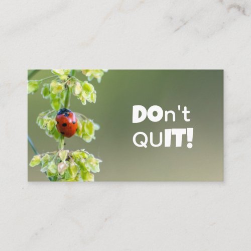 Beautiful ladybug with motivational quote business card