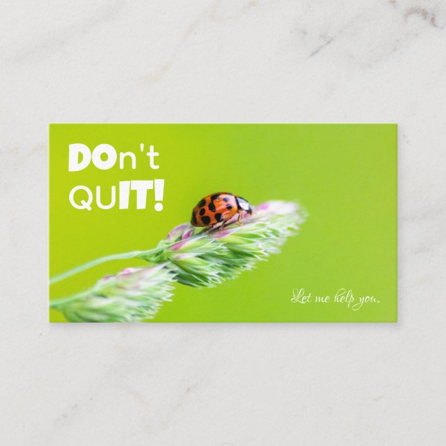 Beautiful ladybug with positive motivational quote business card (Front)