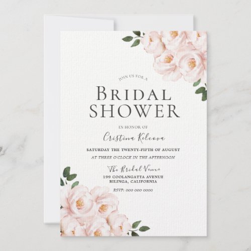 Beautiful Laid Blush Pink Elegant Bridal Shower Invitation