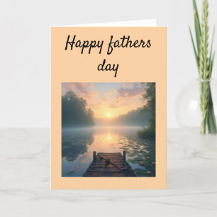 Beautiful lake and dock at sunrise letterpress thank you card