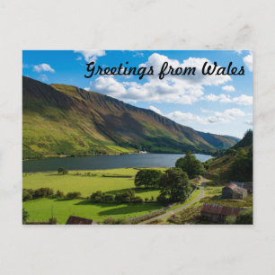 Beautiful Lake in Snowdonia at Summer Postcard