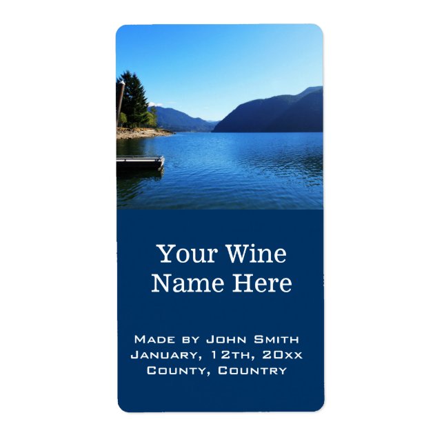 beautiful lake, mountain, blue sky wine labels. label (Front)