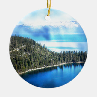 BEAUTIFUL LAKE TAHOE CERAMIC ORNAMENT