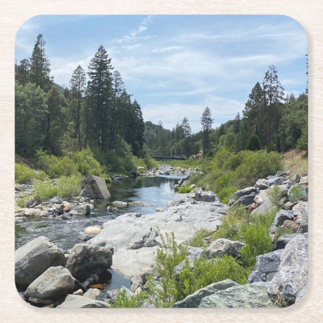 Beautiful Lake Tahoe Scenery Square Paper Coaster (Front)