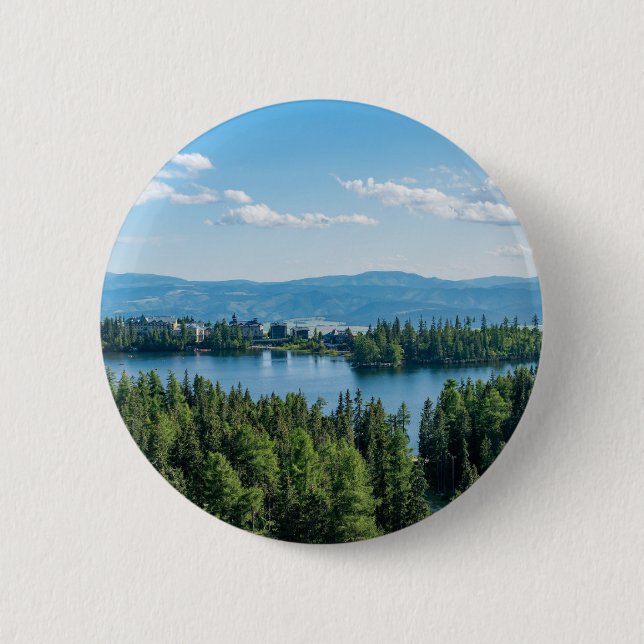 Beautiful Lake With Trees Button (Front)
