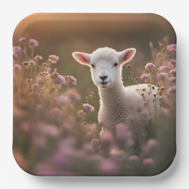 Beautiful Lamb Paper Plates (Front)