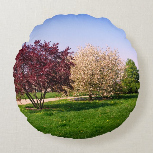 Beautiful Landscape and Trees Round Pillow (Front)