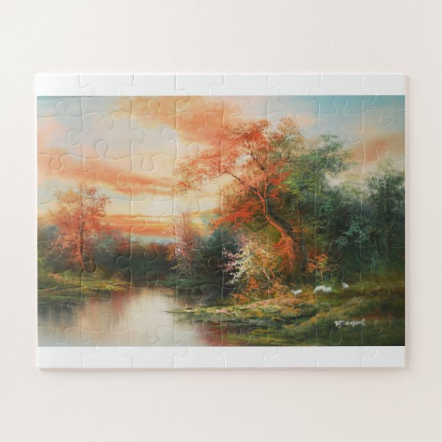 Beautiful landscape at sunset painting jigsaw puzzle (Horizontal)