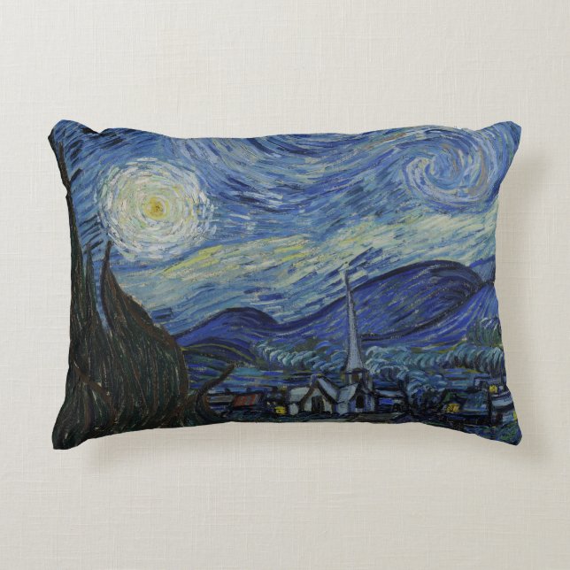 Beautiful Landscape Blue Night Sky Golden Stars Accent Pillow (Front)