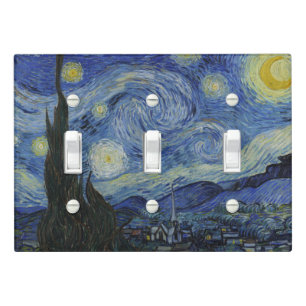 Beautiful Landscape Blue Night Sky Golden Stars Light Switch Cover