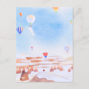 Beautiful landscape Cappadocia hot air balloon Postcard