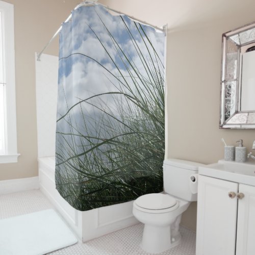 beautiful landscape dunes grass sky summer shower curtain