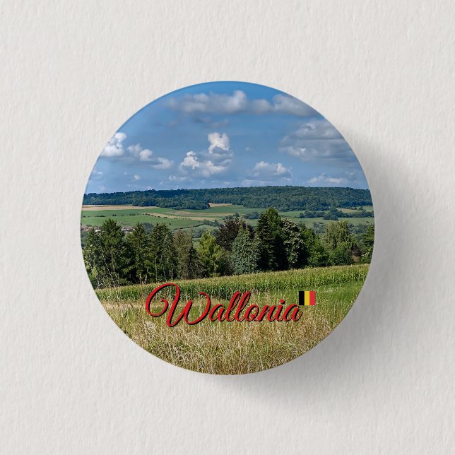 Beautiful landscape in Wallonia, travel Button (Front)