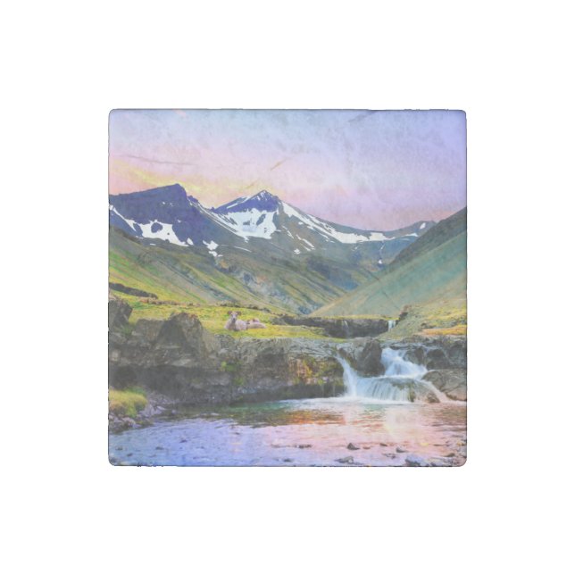 Beautiful Landscape Scenery of Iceland Stone Magnet (Front)