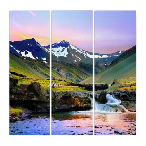 Beautiful Landscape Scenery of Iceland Triptych