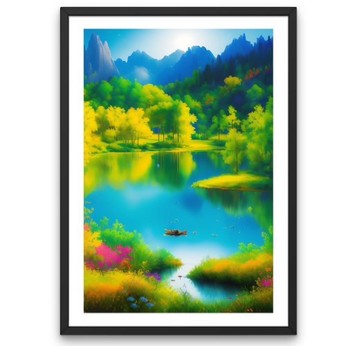 beautiful landscape scenery with the river poster
