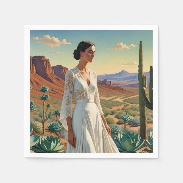 Beautiful Landscape with a Woman Spiritual Art Napkins (Front)