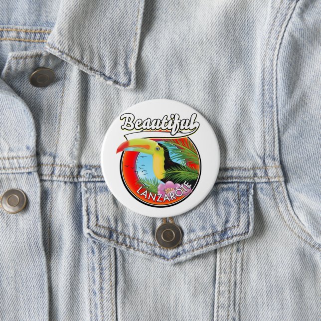 Beautiful Lanzarote travel patch. Button (In Situ)