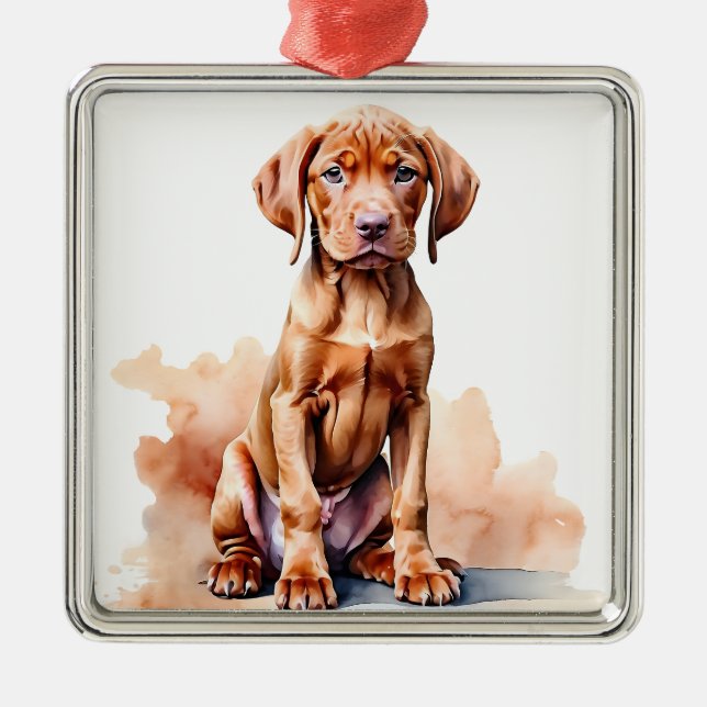 BEAUTIFUL LARGE RED VIZSLA DOG METAL ORNAMENT (Front)