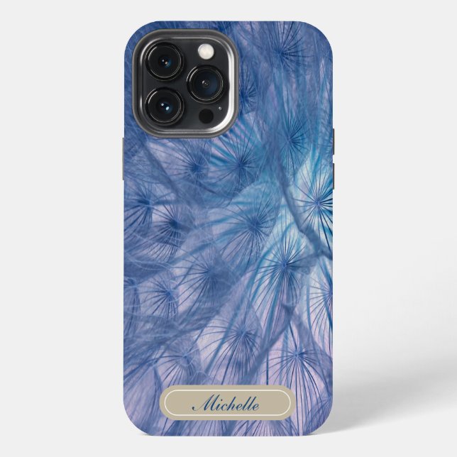 Beautiful Large Wispy Blue Dandelion   Iphone Case (Back)