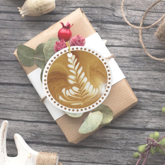 Beautiful Latte Floral Leaf Art Tree Ceramic Ornament (Creator Uploaded)