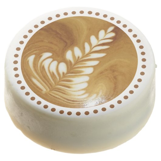 Beautiful Latte Floral Leaf Art Tree Chocolate Covered Oreo (Angled)