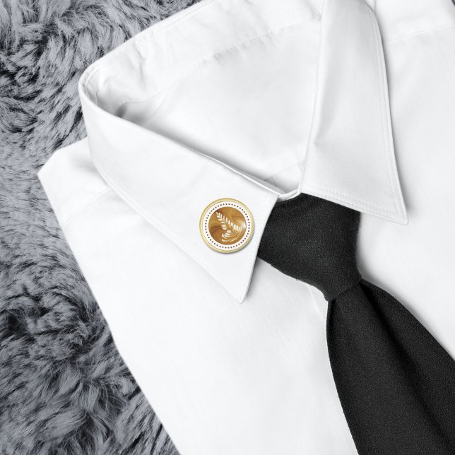 Beautiful Latte Floral Leaf Art Tree Gold Finish Lapel Pin (Creator Uploaded)