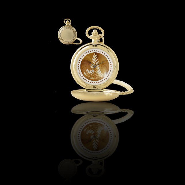 Beautiful Latte Floral Leaf Art Tree Pocket Watch (Creator Uploaded)