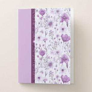 Beautiful lavender and pink floral pocket folder