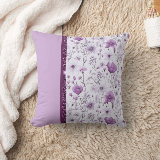 Beautiful lavender and pink floral throw pillow (Blanket)