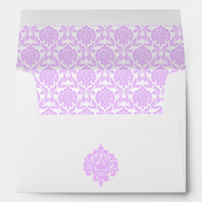Beautiful Lavender Damask Pattern Envelope (Back (Bottom))