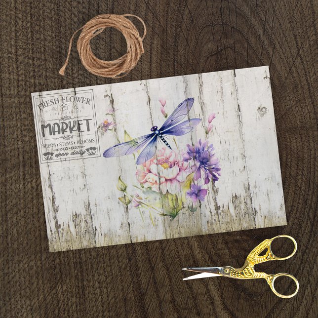 Beautiful Lavender Dragonfly Floral Tissue Paper (Creator Uploaded)