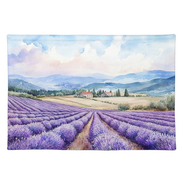 Beautiful lavender fields art cloth placemat (Front)