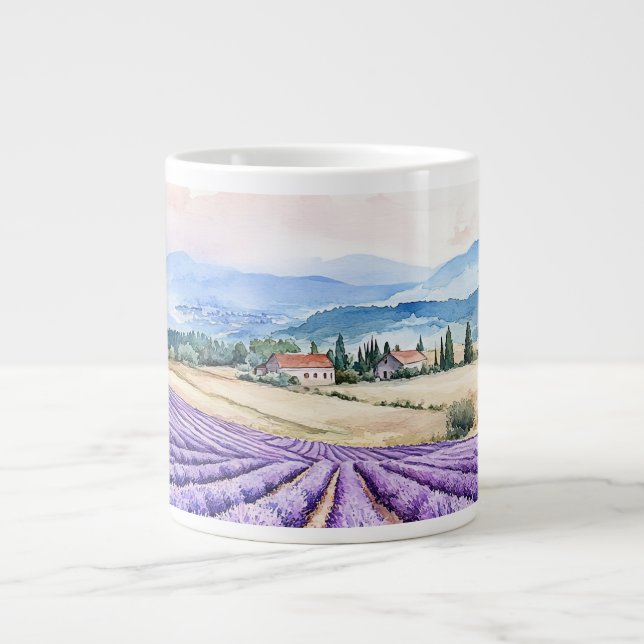 Beautiful lavender fields art giant coffee mug (Front)