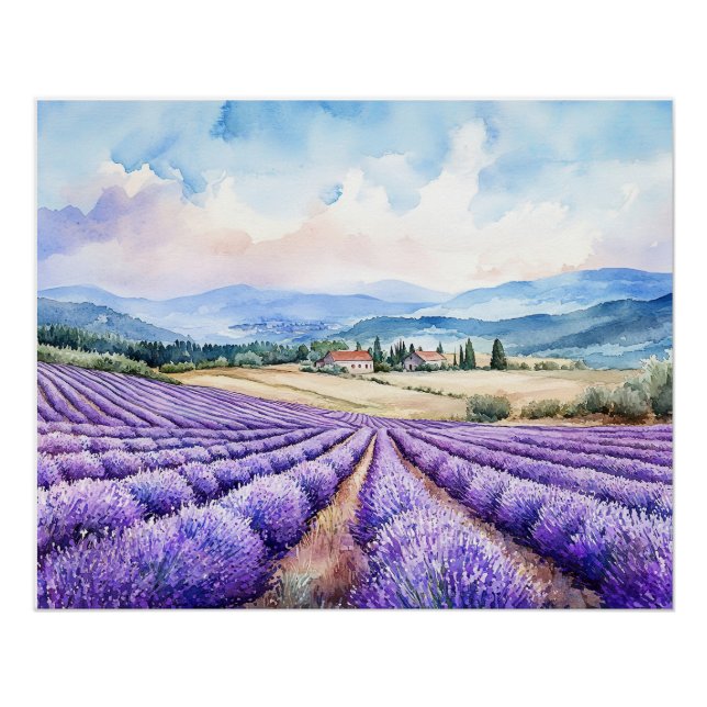 Beautiful lavender fields Glossy Poster (Front)