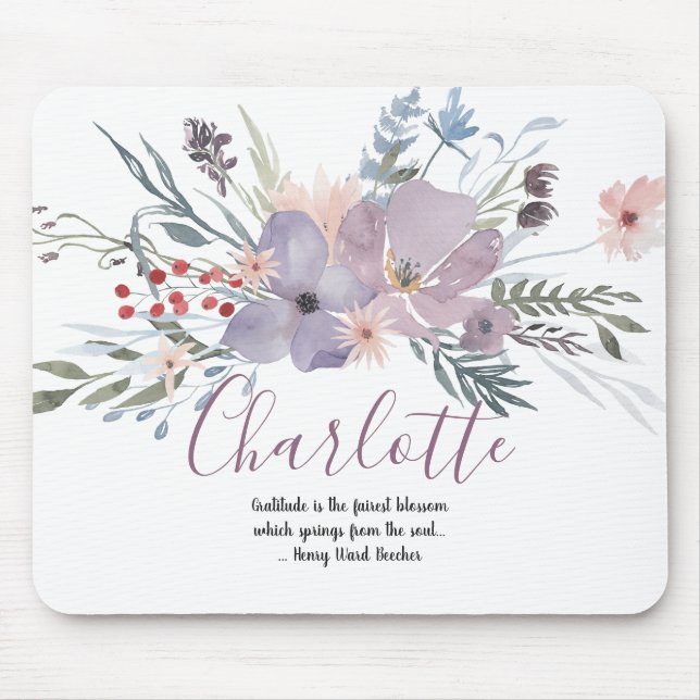 Beautiful Lavender Floral Mouse Pad (Front)