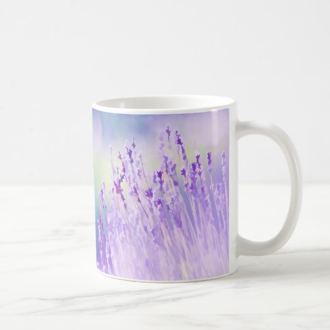 Beautiful Lavender Flower Field or meadow  Purple Coffee Mug (Right)