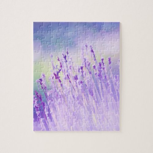 Beautiful Lavender Flower Field or meadow  Purple Jigsaw Puzzle