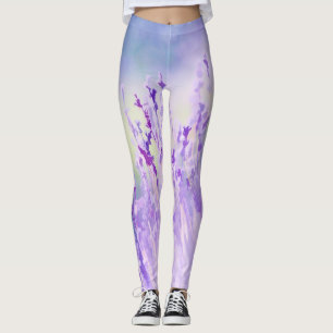 Beautiful Lavender Flower Field or meadow Purple Leggings