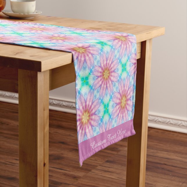 Beautiful Lavender Flowers Floral Fractal Design Short Table Runner (In Situ)