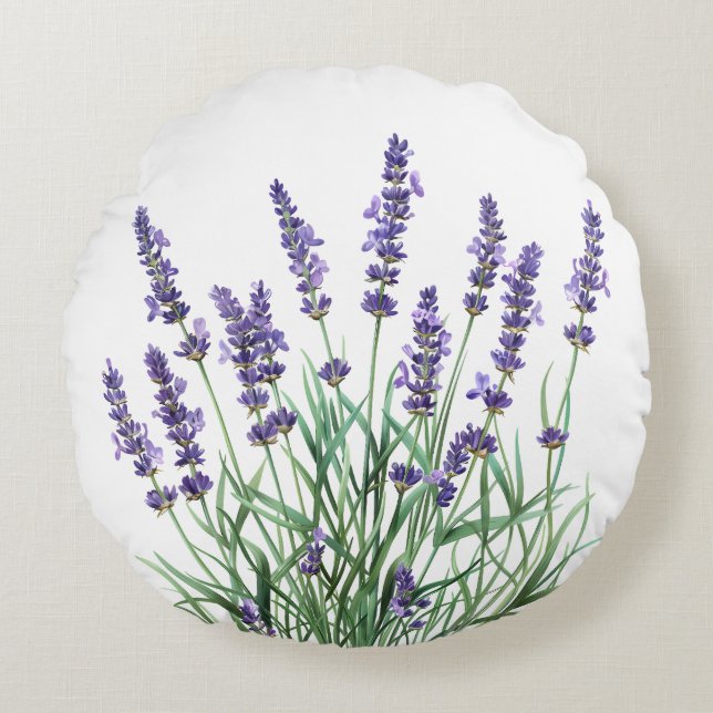 Beautiful Lavender Garden Flower Floral Round Pillow (Front)