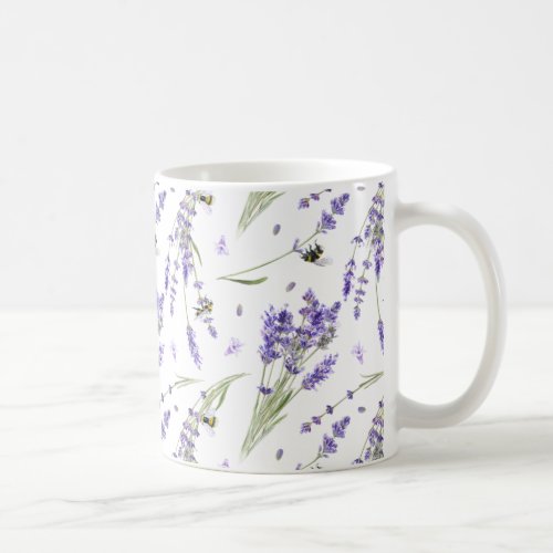 Beautiful Lavender Honey Bees Floral   Coffee Mug