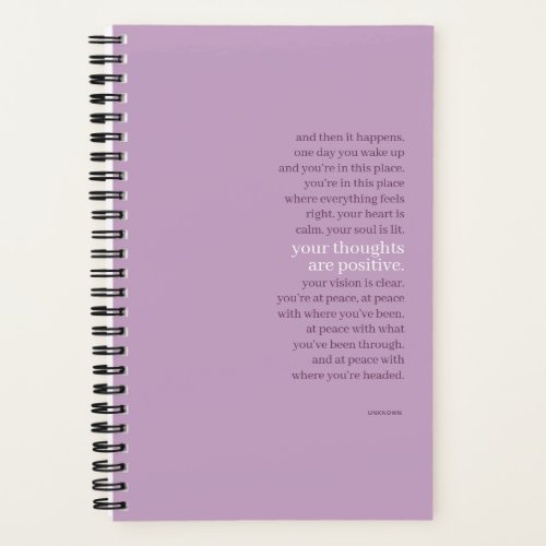 Beautiful Lavender Inspirational Quote Notebook