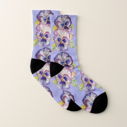 Beautiful Lavender Pansies Pansy Floral Socks