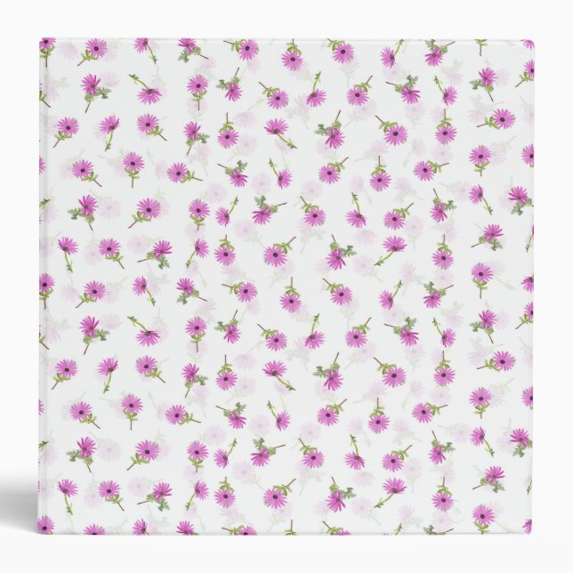 Beautiful Lavender Purple Daisy Flower Design 3 Ring Binder (Front)
